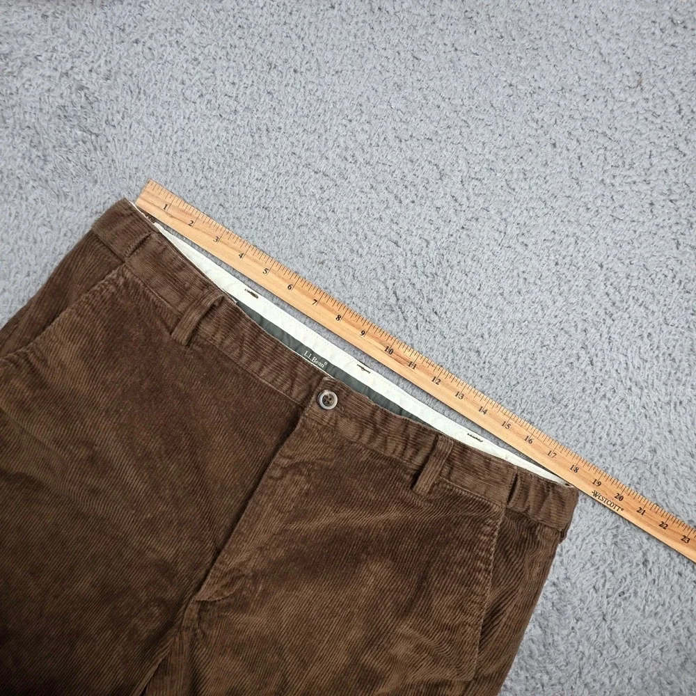 LL Bean Corduroy Pants Mens 38x29 Brown Comfort Waist Stretch Chino